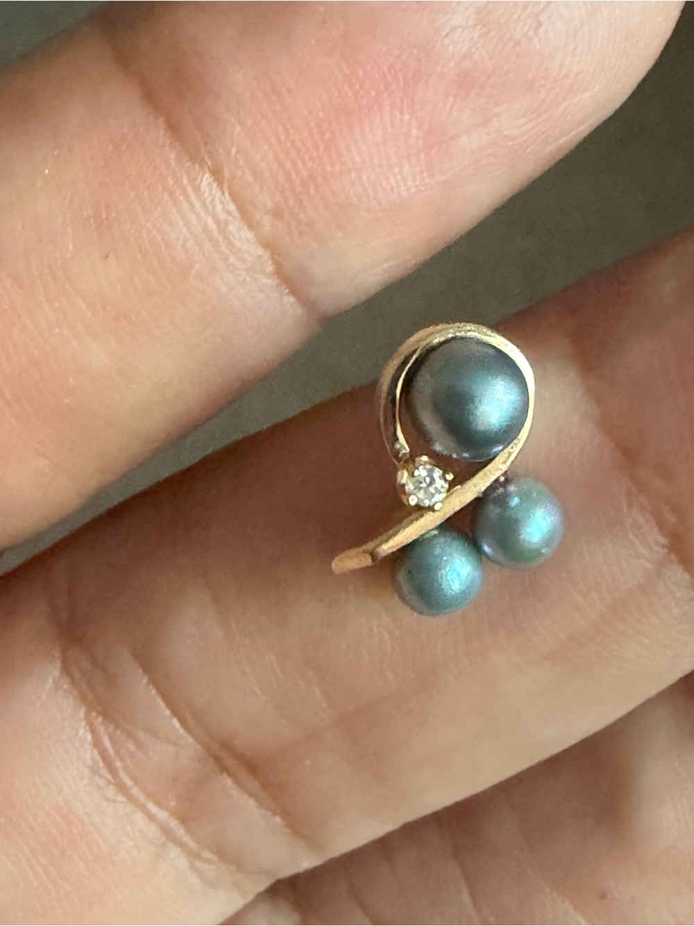 14k Blue Pearls Stud Earrings - Picture 3 of 8